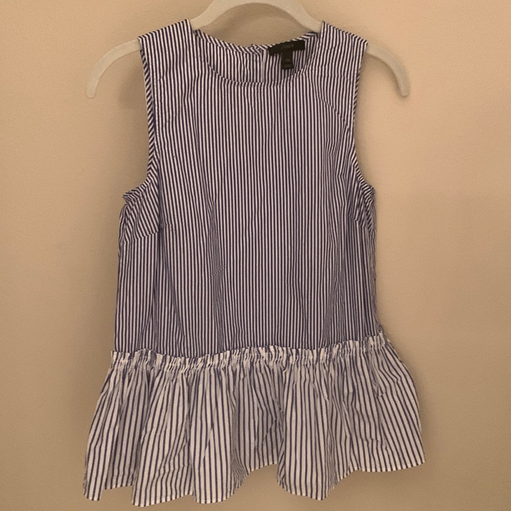 JCrew blue and white striped top